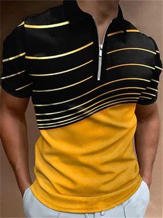 Polo Shirt Colors, Zipper Shorts, Line Pattern, Polo Golf, Mens Tee Shirts, Golf Polo Shirts, Golf Polo, Short Sleeve Polo, Golf Shirts