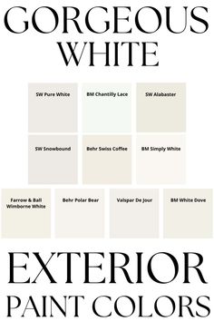 an image of the exterior paint colors that are white and gray, with different shades