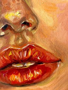 an oil painting of a woman's lips