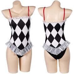 Joker: Folie à Deux (2024) Harley Quinn Women White And Black Swimsuit Cosplay Costume Swimsuit Cosplay, Harley Quinn Costume, Silk Satin Fabric, Clown Costume, Hoodie Material, Summer Swim Suits, Milk Silk, Summer Beach Wear, Costume Outfits