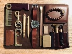 Everyday Carry - 36/M/Virginia, USA/Teacher - Updated Leather & Brass EDC Mens Accessories Vintage, Jewelry Wood, Pocket Dump, Virginia Usa, Key Cover, Brass Door, Future Fashion, Door Opener