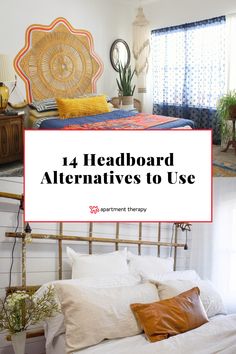 A headboard alternative is crucial if your bed has no headboard. Here are 14 ideas you can try. Bedding No Headboard, Boho Bedroom Without Headboard, Headboard Replacement Ideas, Add Headboard To Platform Bed, Diy Pillow Headboard Ideas, Diy Headboard On Wall Ideas, Headboard Alternatives Ideas, Alternative To Headboard Ideas, Makeshift Headboard Ideas