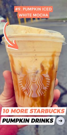 starbucks pumpkin iced white mocha in a cup