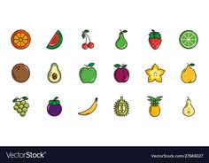 various fruits and vegetables are grouped together