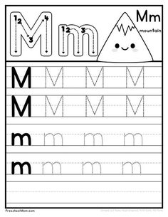 the letter m worksheet for kids to practice handwriting and writing with their own hands