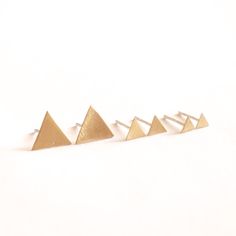 Smart and Affordable Hand-Made Set of Three Pairs Of Triangle Stud Earrings - 0190 Multiple Piercings Earrings, Ear Piercing Studs, Triangle Earrings Stud, Triangle Studs, Earring Gift, Sterling Silver Stud Earrings, Gold Stud Earrings, Small Earrings Studs, Triangle Earrings