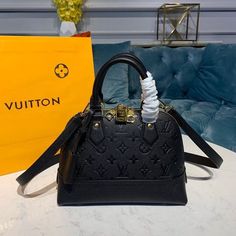 LV Neo Alma BB Monogram Empreinte Canvas Black For Women Neo Alma Bb, Alma Bb Monogram, Bb Monogram, Business Cooperation, Business Questions, Sac Louis Vuitton, Alma Bb, Luxury Purses, How To Make Handbags