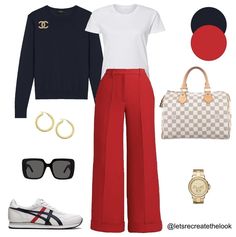 Red Slacks Work Outfit, Red Flare Pants Outfit, Red Trousers Outfit, Outfit Pantalon Rojo, Autumn Fashion Work, Cute Professional Outfits, White Pants Outfit, Stylish Outfits For Women Over 50, Red Trousers