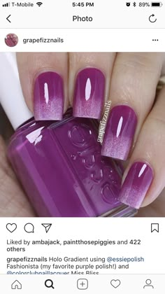 Grey Purple Ombre Nails, Purple Nail Designs For Wedding, Dipped Nails Ideas Powder Ombre Purple, June Nails Color, Purple Ombre Dip Nails, Purple Ombre Nails Square, Ombre Nail Art Designs Color Combos, Cute Pedicure Ideas Toenails, Pink And Purple Ombre Nails