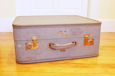 Gray Matter... Vintage Hardsided Tommy Traveler Suitcase, Gray and Brass, 1940s or 1950s on Etsy, $90.00 Vintage Luggage, Gray Matters, Matter, Brass, Grey, Trending Outfits, Clothes