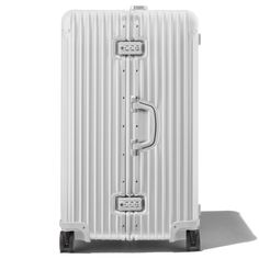 Original Trunk XL Large Aluminum Suitcase | Silver | RIMOWA Rimowa Trunk Plus, Rimowa Hand Carry Luggage, Black Rimowa Luggage, Rimowa Silver Luggage, Rimowa Luggage Blue, Aluminum Suitcase, Trunk Suitcase, Olympic Airlines, Luggage Design