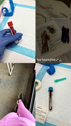 two pictures show the process of making medical gauze for an injured person, and then showing how to use them