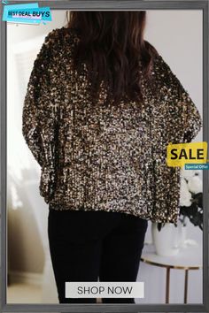 Holiday Glow Sequin V Neck Blouse V Neck Blouse, Sequin, V Neck