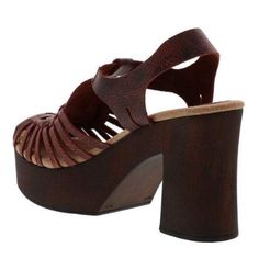 Sbicca - Women's Ultana Rust Leather Sandal With Heels Brown Wooden Block Heel Sandals, Artisan Brown Woven Leather Huarache Sandals, Artisan Brown Hand-tooled Huaraches, Artisan Hand-tooled Brown Huarache Sandals, Brown Slip-on Huarache Sandals With Textured Sole, Online Shopping Clothes, Leather Sandals, Ankle Strap, Block Heels