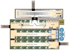 the floor plan for an office building with three floors and four levels, including two separate areas