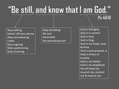 a diagram with the words be still, and know that i am god p - 4610