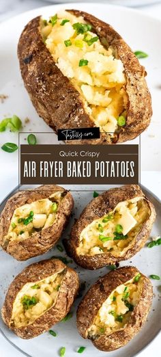 air fryer baked potatoes on a plate