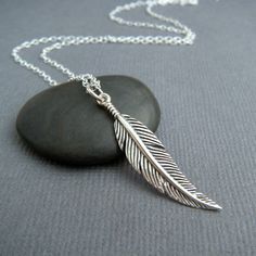 Feather Necklace, Silver Feather Jewelry, Silver Sterling Silver Necklaces With Feathers, Silver Feathered Sterling Silver Necklaces, Bohemian Silver Necklace With Feathers, Silver Feather Pendant Jewelry, Silver Feather Necklace, Feather Jewelry, Boho Pendant