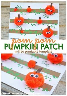 an orange pumpkin craft with the words pom pom pumpkin patch on it