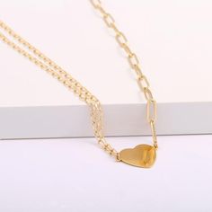 Dainty Gold Heart Necklace,18K Shiny Gold Link Rectangle Chain Necklace, Necklaces for Women, Love Heart Necklace,Layering Necklace,Jewelry,Gift For Her,Everyday Necklace,Charm NecklaceThe gold necklace with the adjustable minimalist slim chain makes it fit for a choker layering with other necklaces. And the pendant necklace use a heart as the charm, which makes it far more cute than others. The luster of the pendant's surface also makes you outstanding from a party.Material: 18K Gold PlatedChai Gold Link Necklace For Valentine's Day, Link Chain Necklace For Valentine's Gift, Valentine's Day Gift Link Chain Necklace, Gold Medallion, Coin Pendant Necklace, Moon Pendant Necklace, Necklace Layering, Gold Link, Gold Heart Necklace