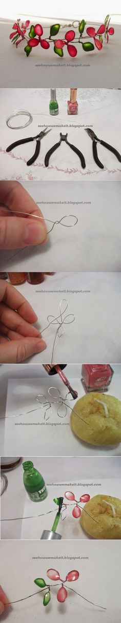 the process of painting flowers on paper with scissors