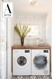 a washer and dryer in a small room