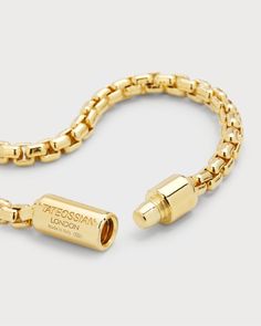 Tateossian chain bracelet Gold-tone sterling silver Polished finish Screw-on clasp Wipe clean Imported