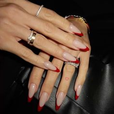 Nails Types, Date Nails, December Nail Ideas, Red French Nails, Cute Nail Ideas, December Nails, French Tip Nail Designs, Red French, Pinterest App