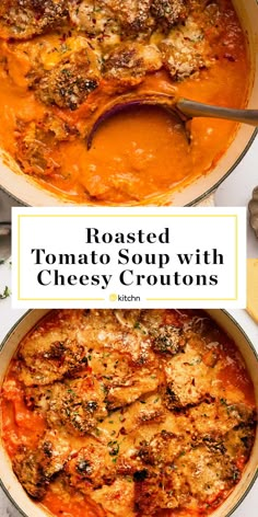 roasted tomato soup with cheesy croutons