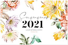 watercolor flowers and leaves are featured in the summer 2020 calendar