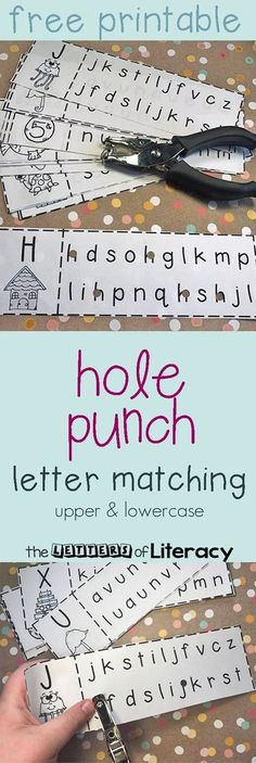 Sharpen letter recognition with this upper and lowercase letter matching hole punch activity, which includes a free printable. Kindergarten Letters, Kindergarten Centers, Lowercase Letter, Letter Matching, School Supply