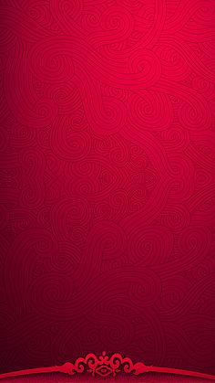 a red background with swirly lines and an ornate border on the bottom right corner