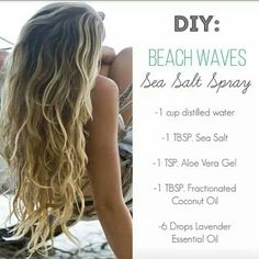 Beach Waves doTerra style Diy Beach Waves, Diy Sea Salt Spray, Beach Wave Spray, Health Coconut Oil, Surf Hair, Diy Beach, Sea Salt Spray, Beach Wave Hair, Coconut Oil Uses