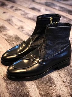 Elko Handmade Black Leather Double Buckle Ankle Boots Bespoke Shoes, High Ankle Boots, Best Shoes For Men, Buckle Ankle Boots, Code Black, Mens Boots Fashion, Black Leather Ankle Boots, Genuine Leather Shoes, Buy Handmade