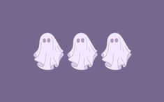 three ghost - like figures are shown against a purple background