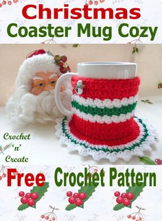 crochet christmas mug cozy pattern with santa claus