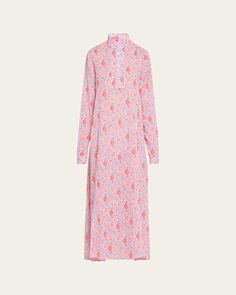 Thierry Colson "Parvati" kaftanstyle cotton voile dress in a feminine floral print     Mandarin collar; split neckline    Long sleeves; button cuffs    Side seam pockets     Easy fit    Full length    Slipover style     Cotton    Imported Spring Floral Print Kaftan For Daywear, Spring Maxi Dress With Stand Collar, Spring Daywear Printed Kaftan, Spring Printed Kaftan For Daywear, Printed Kaftan For Spring Daywear, Printed Kaftan For Daywear In Spring, Floral Print Long Sleeve Kaftan For Daywear, Printed Kaftan For Daywear, Spring Daywear Long Sleeve Kaftan