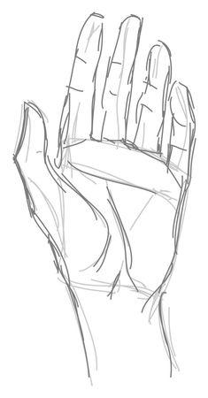 a drawing of a hand holding something in it's right hand, with the thumb extended