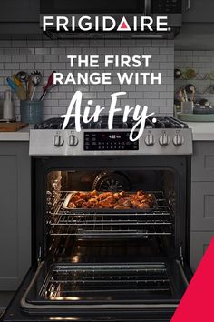 the first range with air fryer is open and ready to be used for cooking