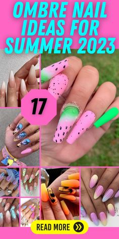 Summer 2023 Ombre Nail Extravaganza! 💅🌞 Dive into the world of ombre nails with stunning designs and colors for the season. Discover short, almond, neon, pink, blue, and white ombre trends that will make your nails stand out. Explore dip powder, SNS, French, and art designs for a trendy, fashionable look. Get inspired by rose gold, glitter, and bright ideas for your perfect summer nails. Unleash your creativity with cute, glitter sparkle, and a myriad of 2023 color trends! ✨😍🎨 Vibrant Nail Colors, Lime Green Nails, Neon Yellow Nails, Neon Pink Nails, Neon Nail Art, Beach Nail Art, Neon Summer, Neon Nail Designs, Pink Nail Colors