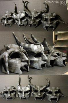 Gargoyle Masks by Artsquish Gargoyle Cosplay, Plastic Mask, Ceramic Mask, Leather Mask, Venetian Masks, Cool Masks, Costume Mask, Masks Art, Masks Masquerade