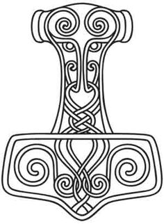 Thors hammer Viking Tattoo Meaning, Viking Embroidery, Arte Viking, Norse Design, Viking Pattern, Symbole Viking