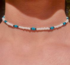 adorable for the beach and summer - can come with multiple colors - different sizes with elastic string and lobster clasp Trendy Adjustable Turquoise Choker, Bohemian Turquoise Choker For Summer, Trendy Adjustable Jewelry For Summer, Turquoise Choker As Summer Gift, Turquoise Choker For Summer Gift, Handmade Blue Choker For Summer, Blue Handmade Choker For Summer, Summer Turquoise Choker Jewelry, Adjustable Turquoise Choker For Beach