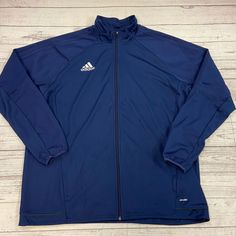 Adidas Dark Blue Zip Up Track Jacket Men Size 2xl New New Condition With Tags Please See All Pictures Ls 320/21 Str Jh Blue Long Sleeve Sport Coat For Outdoor Activities, Navy Adidas Track Jacket For Sports, Blue Adidas Windbreaker For Sports, Adidas Navy Track Jacket For Sports, Blue Adidas Sports Windbreaker, Blue Long Sleeve Sport Coat, Blue Adidas Outerwear For Outdoor, Adidas Blue Outdoor Outerwear, Navy Adidas Long Sleeve Track Jacket