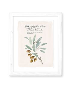 a watercolor painting with an olive branch and the words, we've got that chance