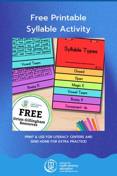 the free printable syllable activity for children