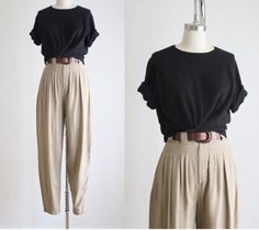 가을 패션, Mode Vintage, High Waisted Trousers, Mode Inspiration, Looks Vintage, Outfits Casuales, Look Fashion, Minimalist Fashion, Aesthetic Clothes