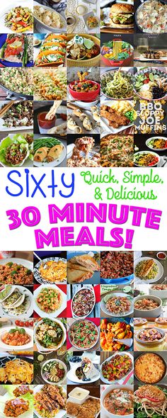 the cover of sixty quick, simple and delicious 30 minute meals