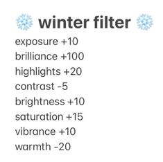 the words winter filter are displayed in blue and white letters, with snowflakes on them