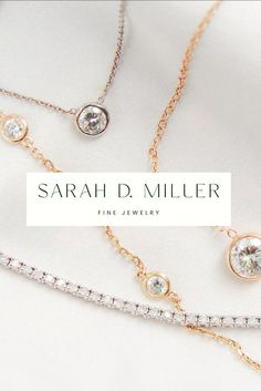 four different types of necklaces with the words sarah d miller fine jewelry on them